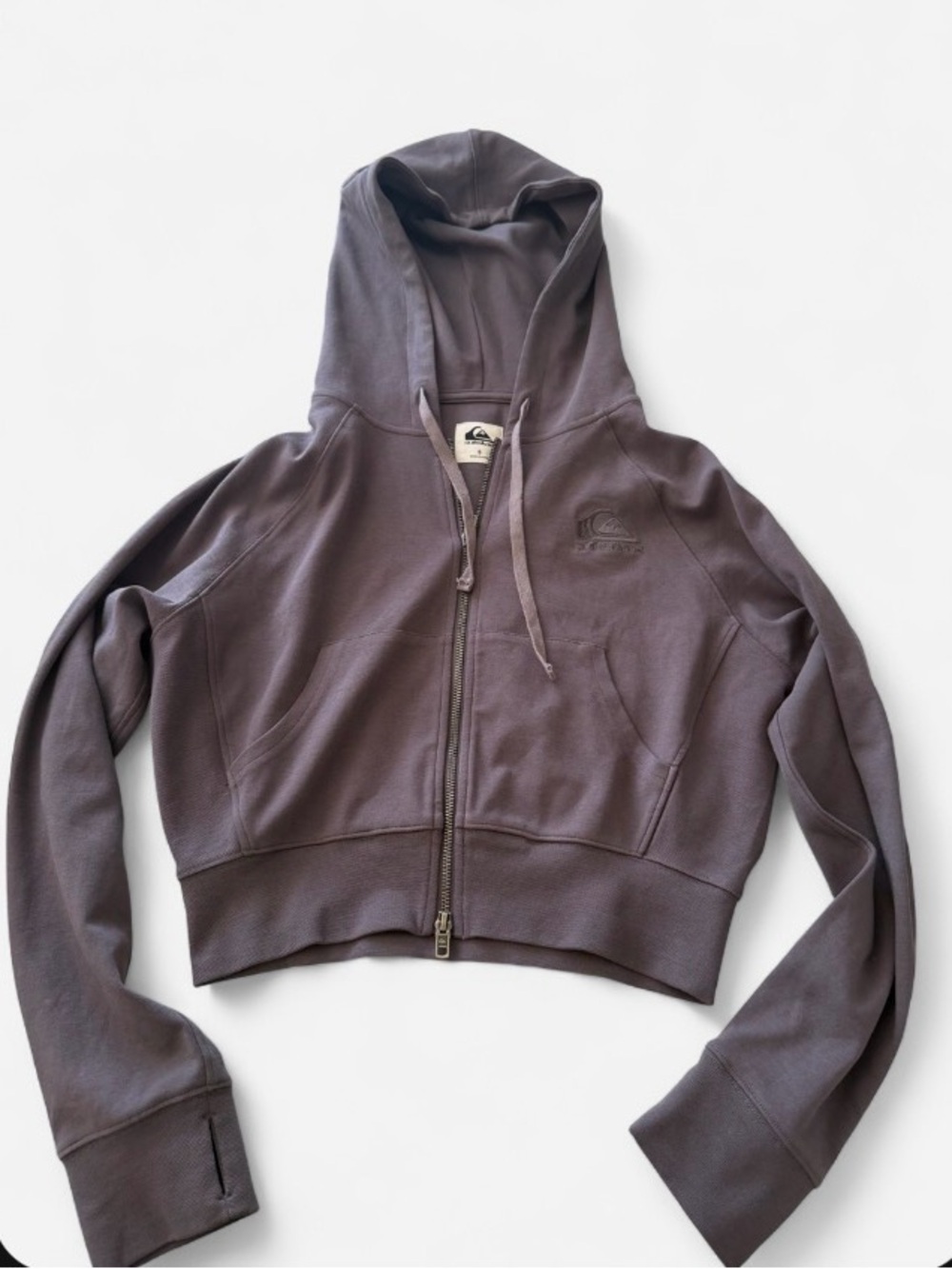 Quiksilver Cropped Zip Hoodie in Charcoal